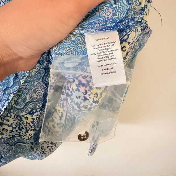 Talbots Pintuck Popover Dotted Paisley Blouse Size L - Picture 7 of 11